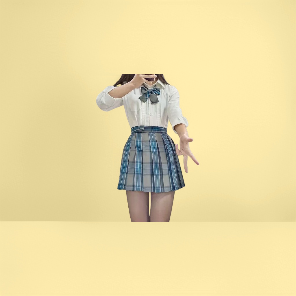 校服风格女生短袖衬衫百搭学院风上衣半裙套装