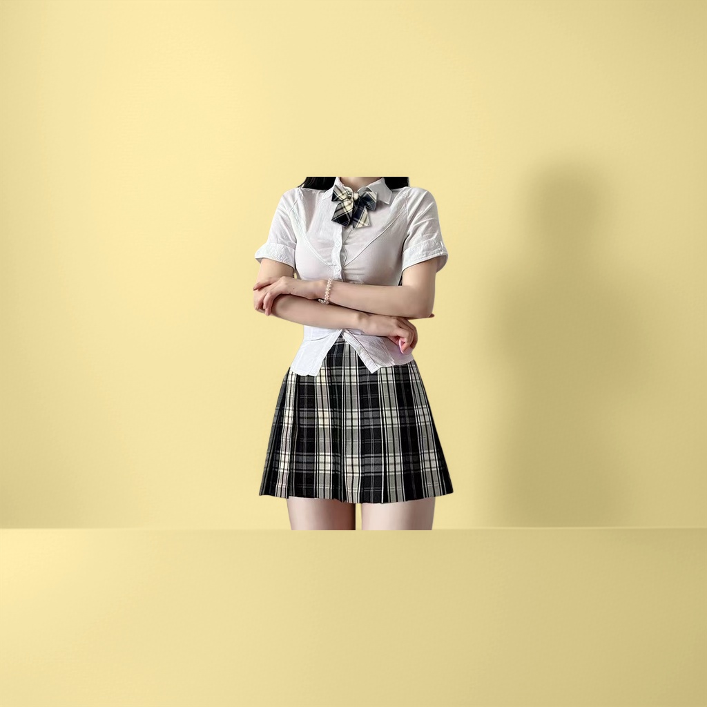 校服风格女生纯棉短袖衬衫春秋学院风日常穿搭