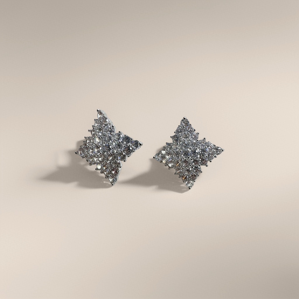 Diamond stud earrings for women, light luxury, simple and versatile, fashionable earrings, single piece