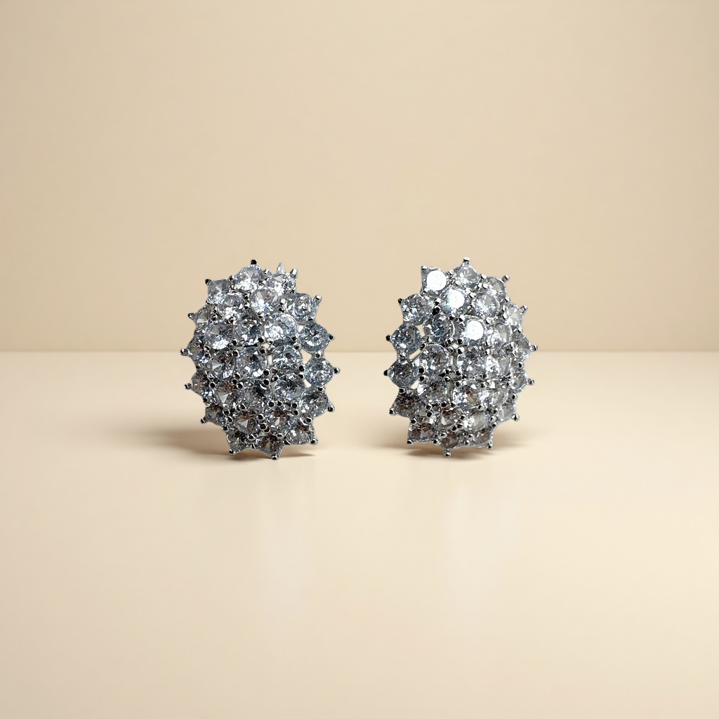 Shiny diamond stud earrings, 925 sterling silver set with zircon earrings for women details Picture