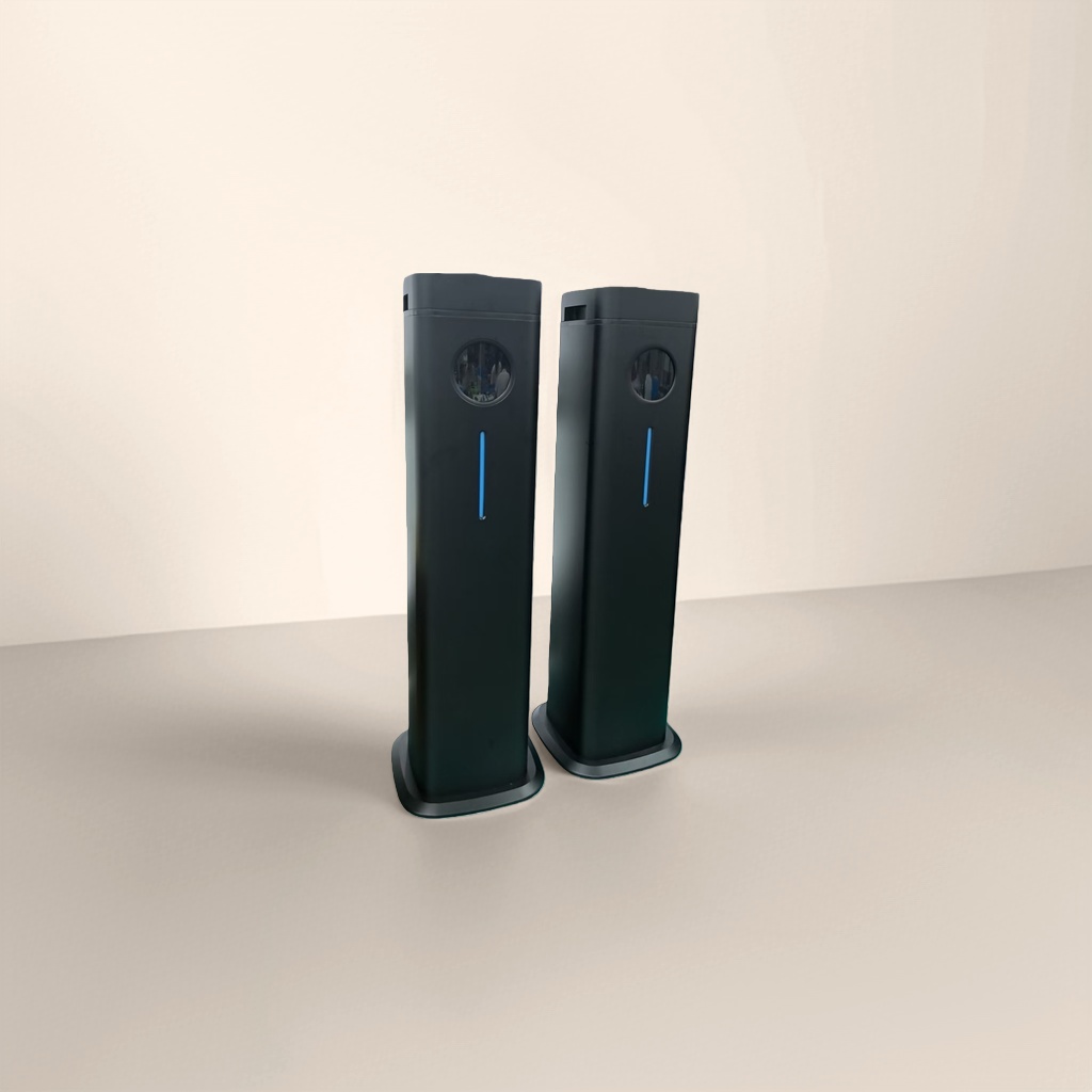 The black vertical equipment stand is suitable for both home and office use, with stable load-bearing capacity details Picture