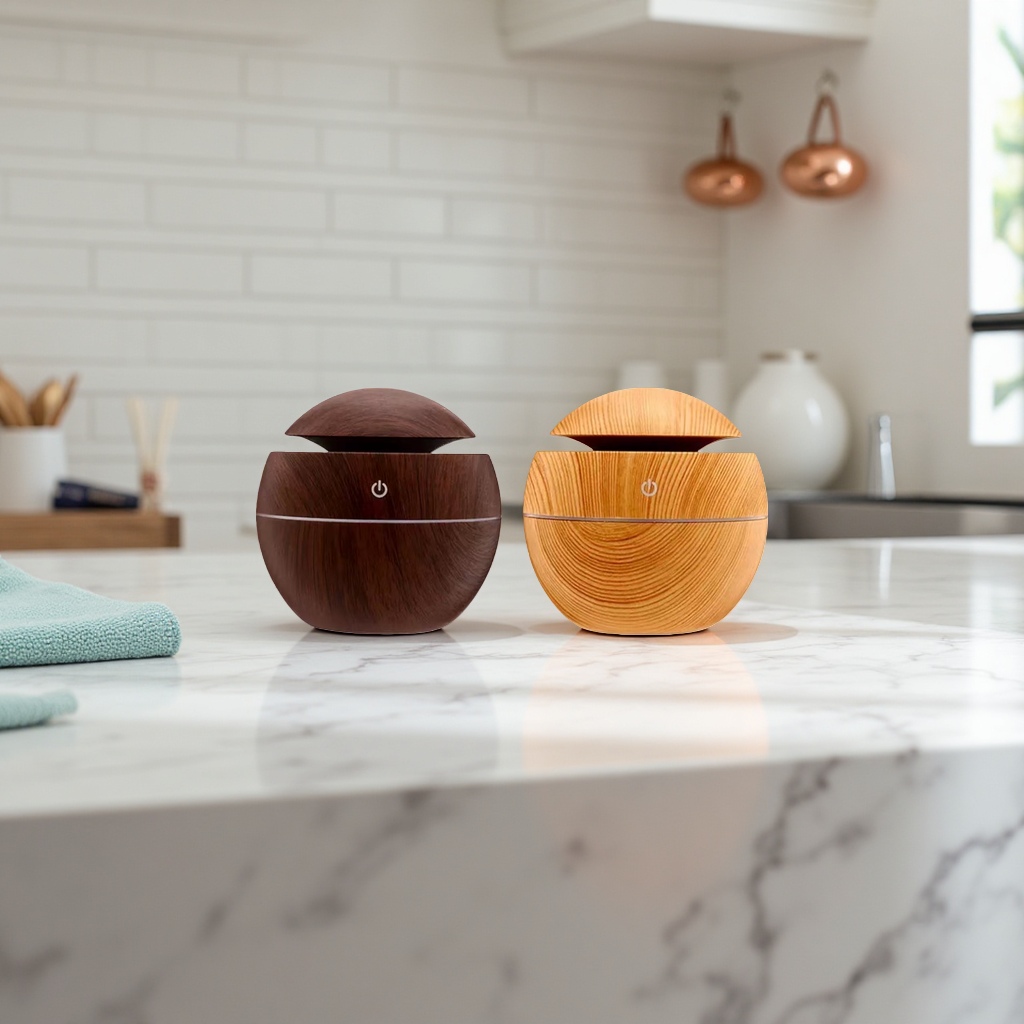 Wooden grain aroma diffuser humidification atomization silent bedroom and living room desktop decoration details Picture