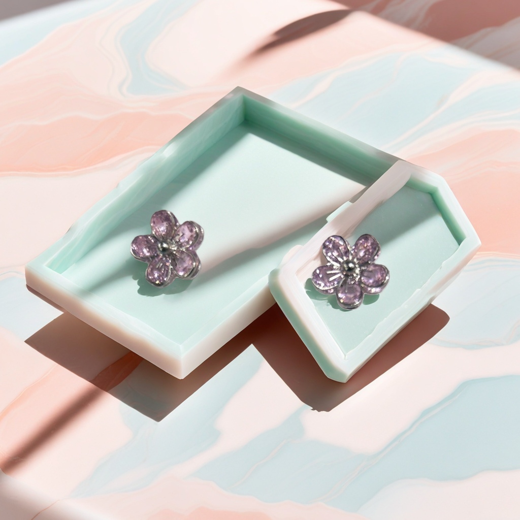 粉色花朵耳钉+耳钉产品图