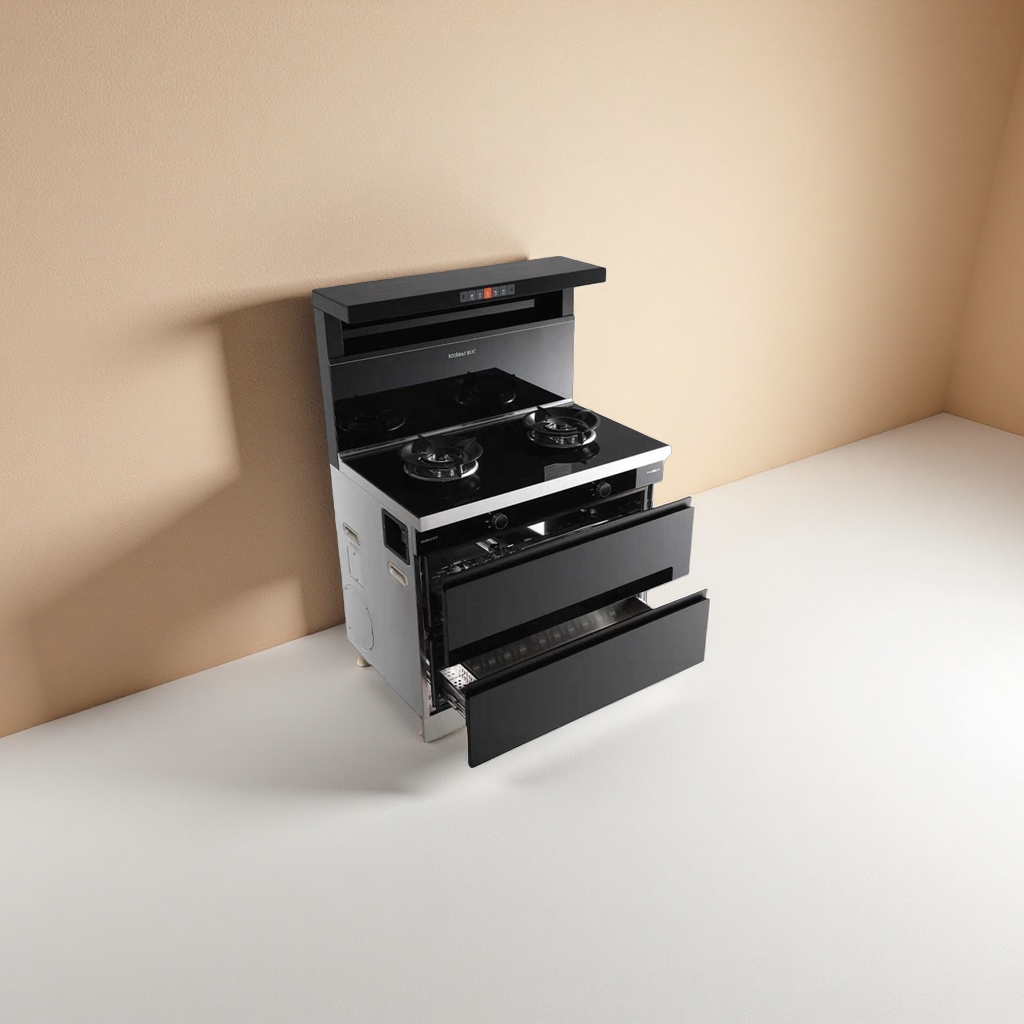 Integrated kitchen appliance, 304 stainless steel countertop, high suction power, side-suction smart stove