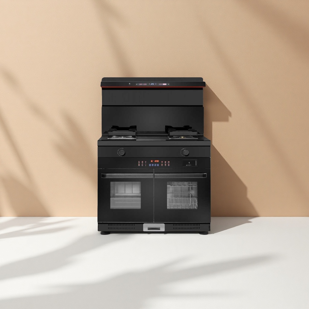 Stainless steel integrated cooktop, a high-suction side-suction gas stove for household kitchens
