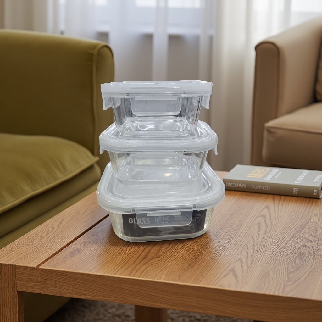 Caja de almuerzo de vidrio transparente con tapa sellada microondas apto para casa bento box Application Scenario