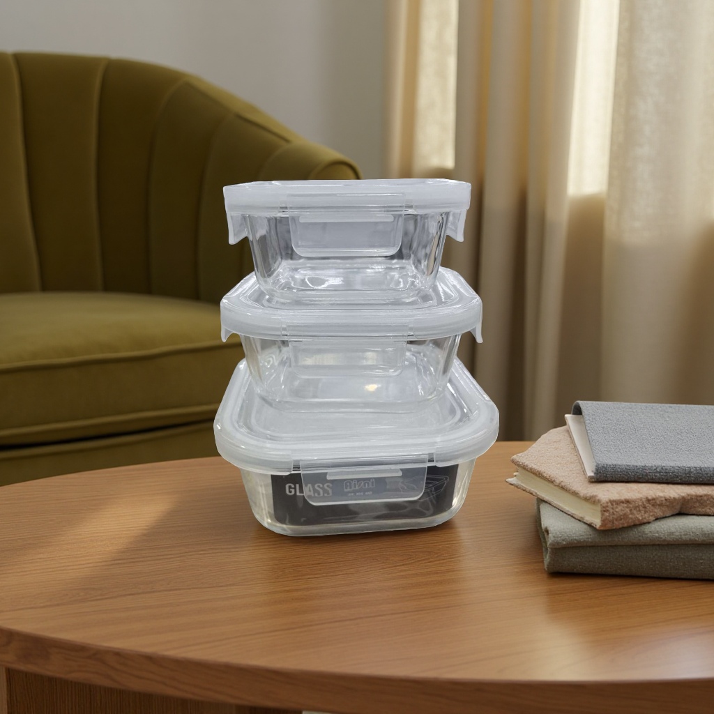 Caja de almuerzo de vidrio transparente con tapa sellada microondas apto para casa bento box Specification image