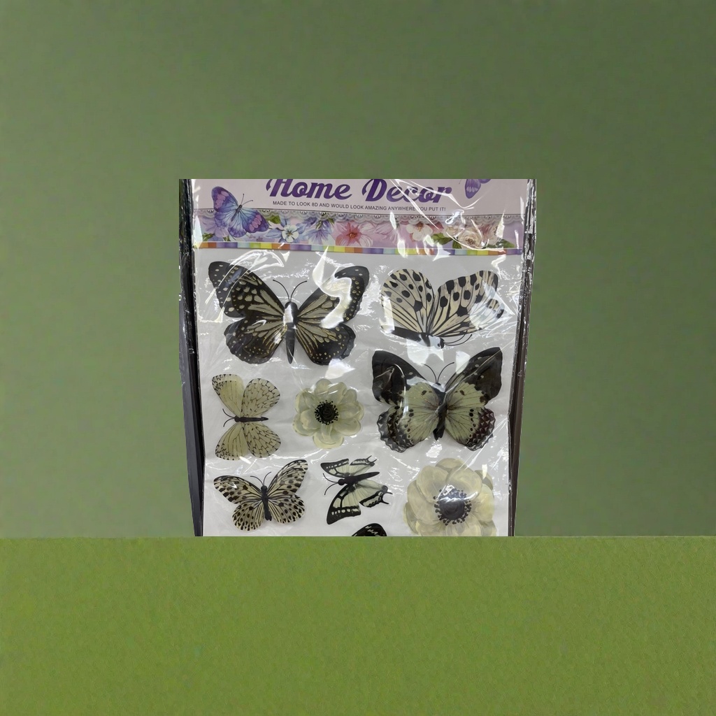 蝴蝶花朵立体烫金贴纸 手账日记本墙面装饰用品