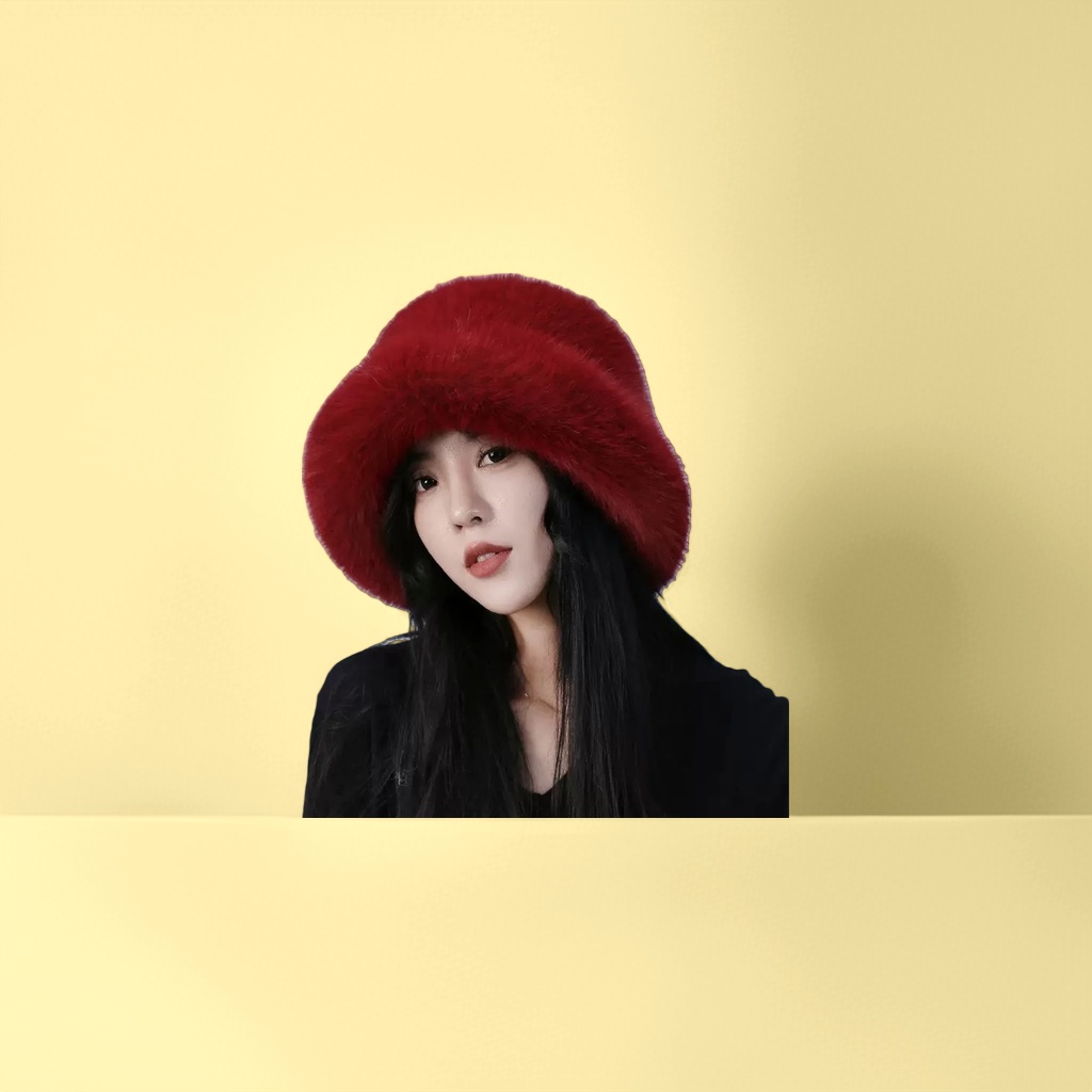 The green plush hat is warm and cute. The woolen hat is a versatile winter casual hat for women details Picture