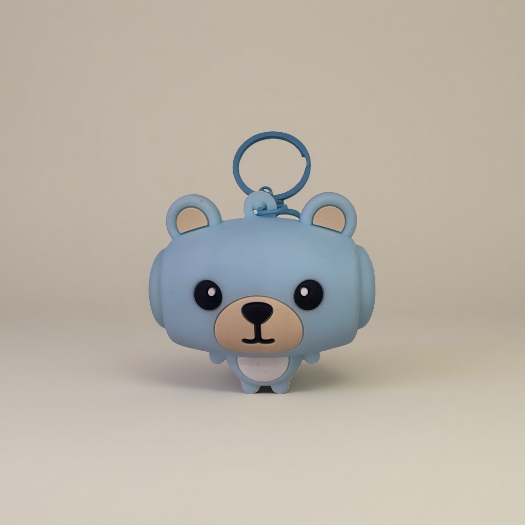 Blue bear-shaped keychain, cute plush pendant, portable bag accessory Application Scenario