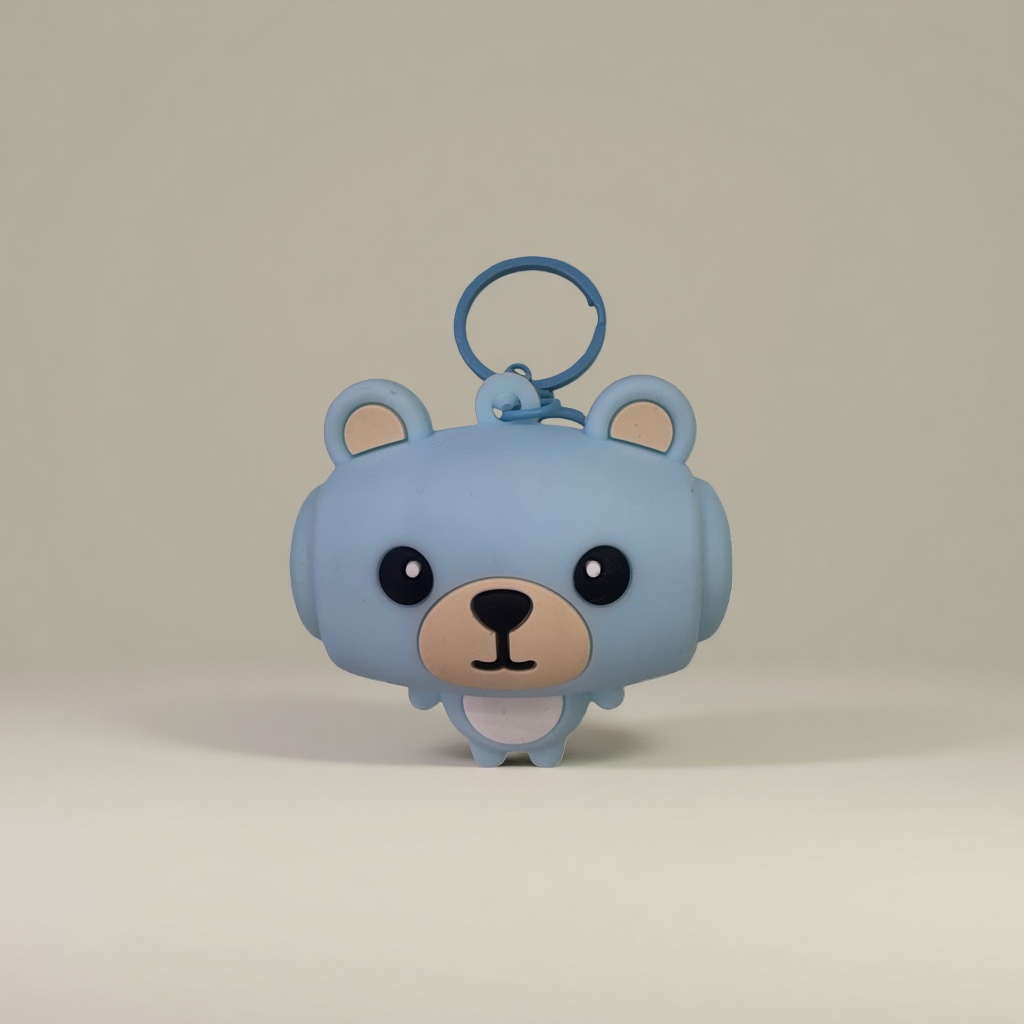 Blue bear-shaped keychain, cute plush pendant, portable bag accessory details Picture