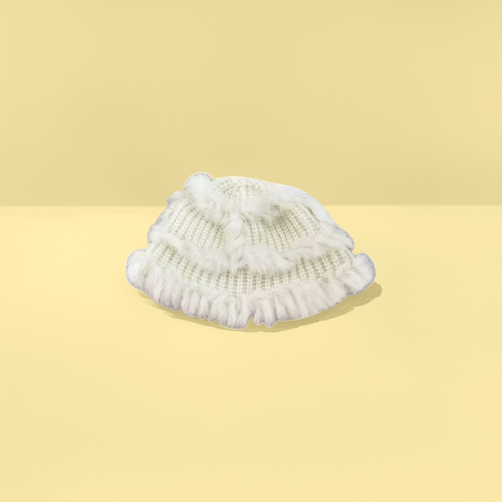 White woolen hat, warm knitted winter style details Picture