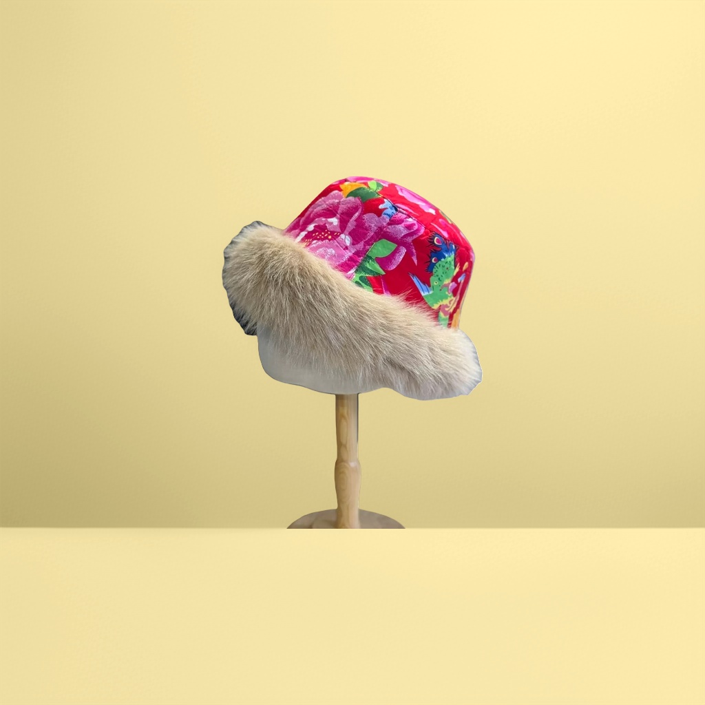 Floral pattern printed cold-proof hat is a fashionable and versatile warm hat details Picture