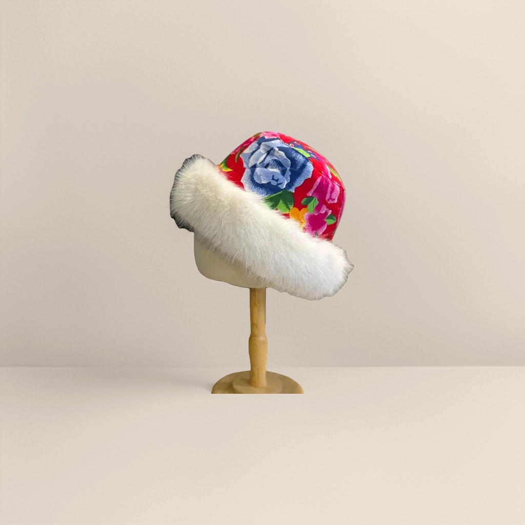 Floral pattern printed cold-proof hat is a fashionable and versatile warm hat Application Scenario