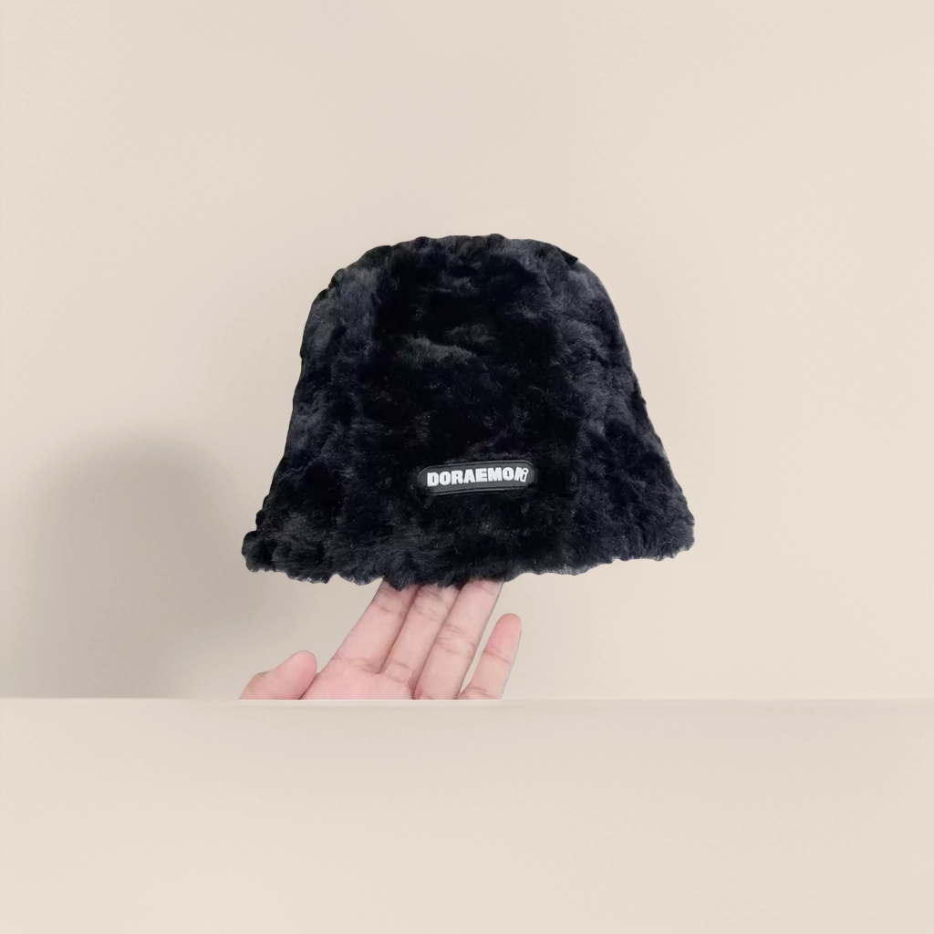 Black plush hat, a warm winter hat for girls Specification image