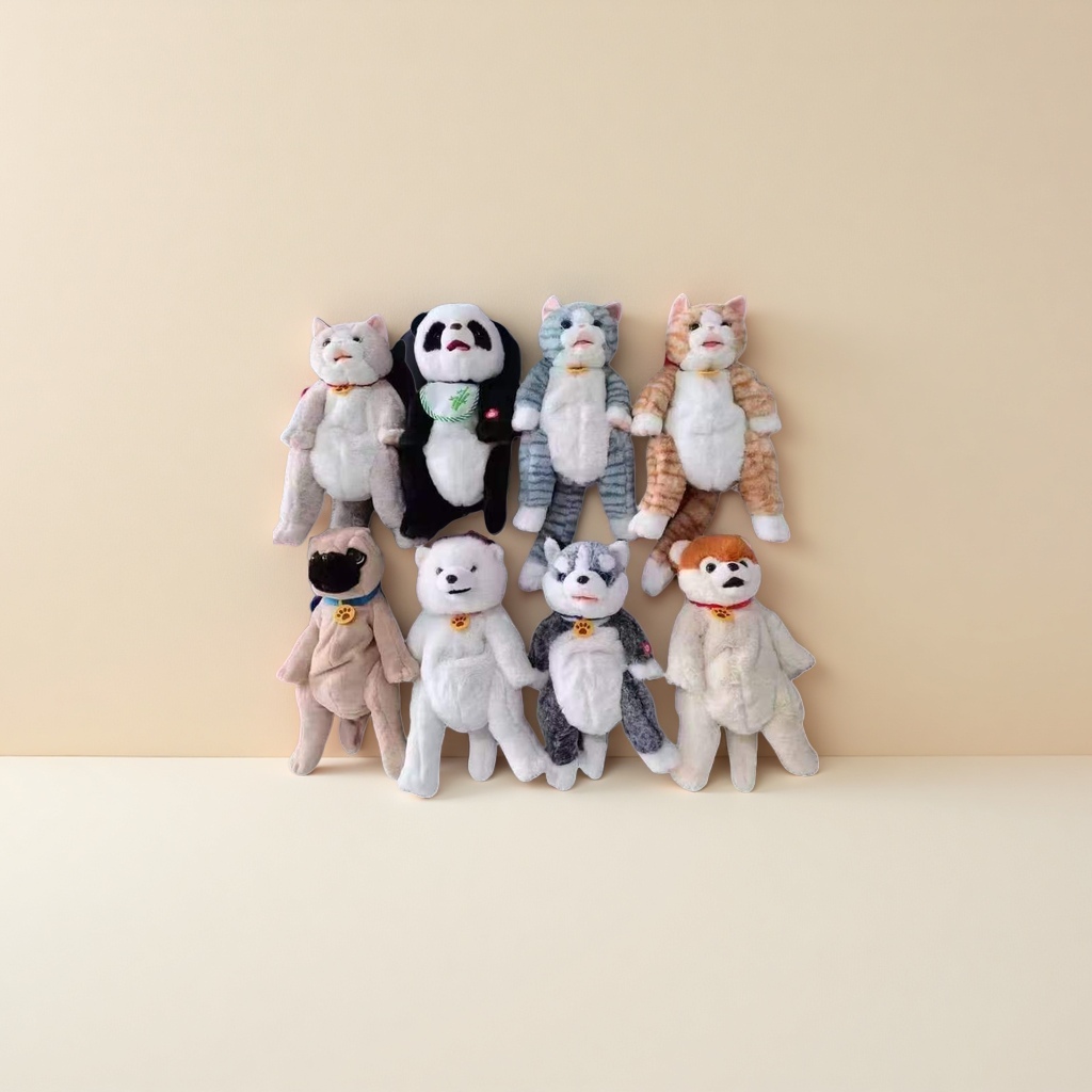 Eight different animal-shaped plush toy sets, cute and fun plush dolls