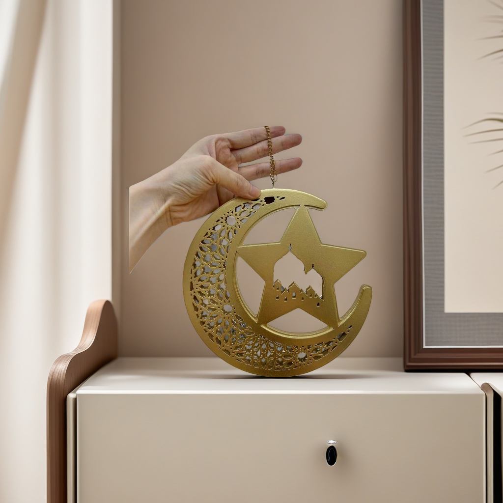 金色月亮星星装饰品 家居卧室墙面创意摆件