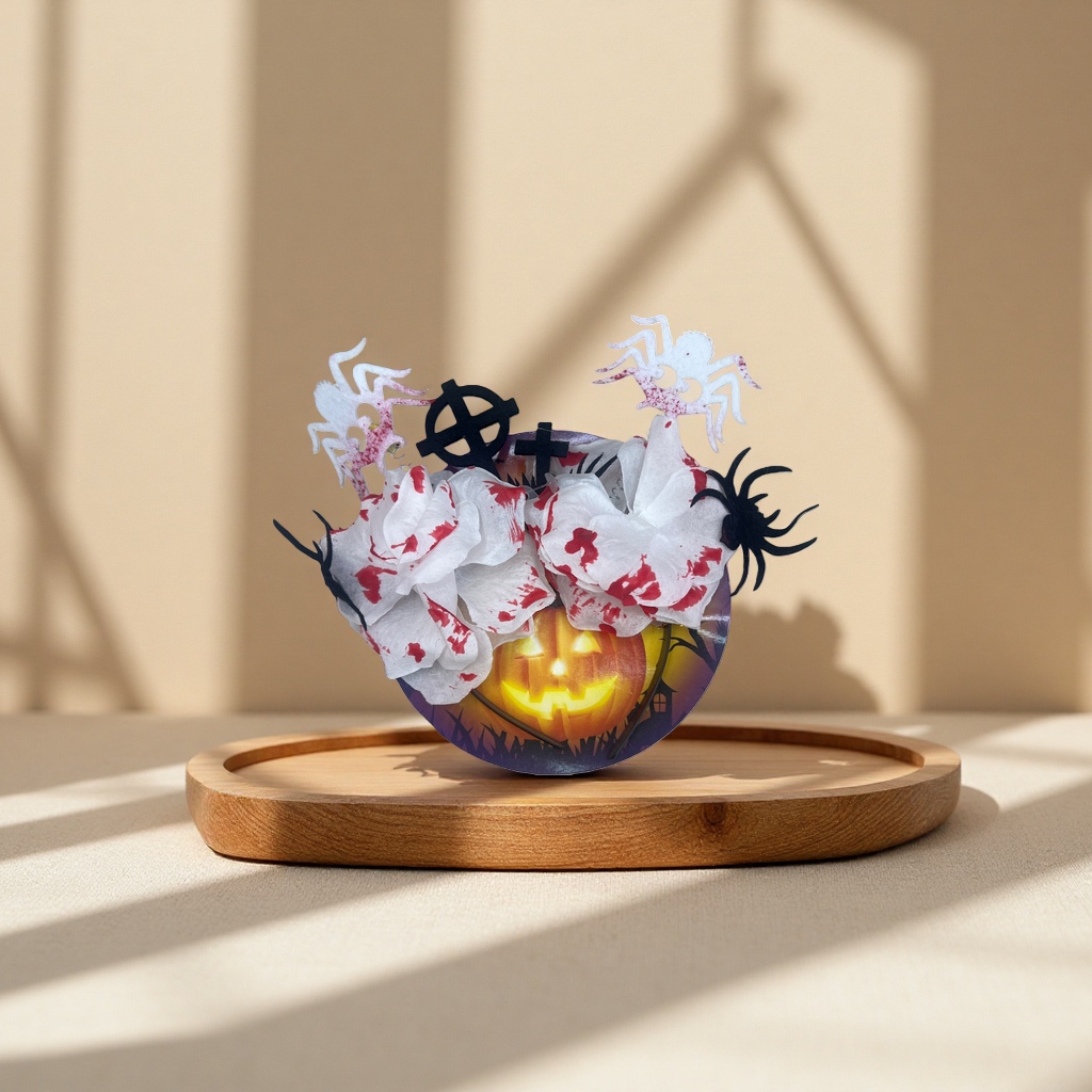 Halloween decorative pumpkin lanterns and spider decorations set for festive atmosphere home decor