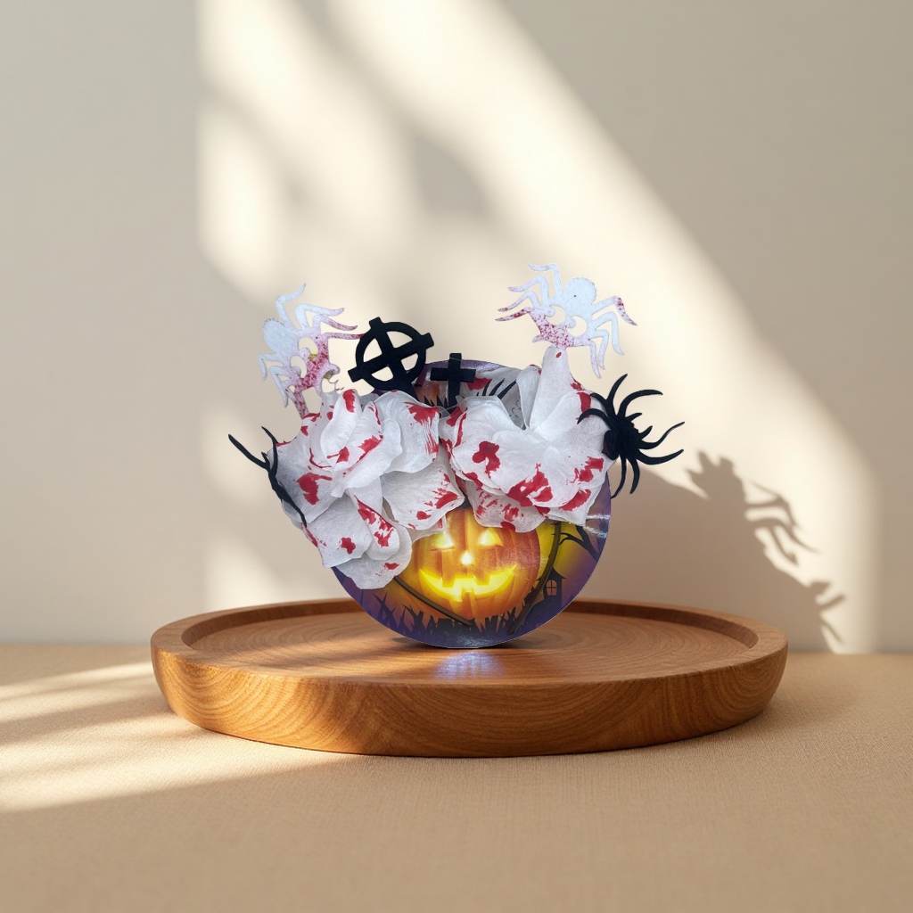 Halloween decorative pumpkin lanterns and spider decorations set for festive atmosphere home decor Specification image