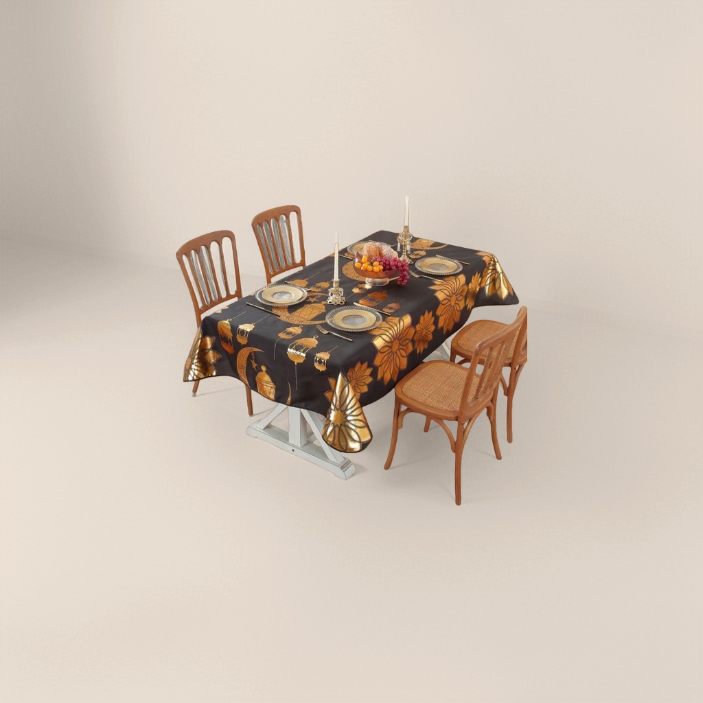装饰性桌布 餐桌布置用棉麻印花防水防滑桌布 140x220cm