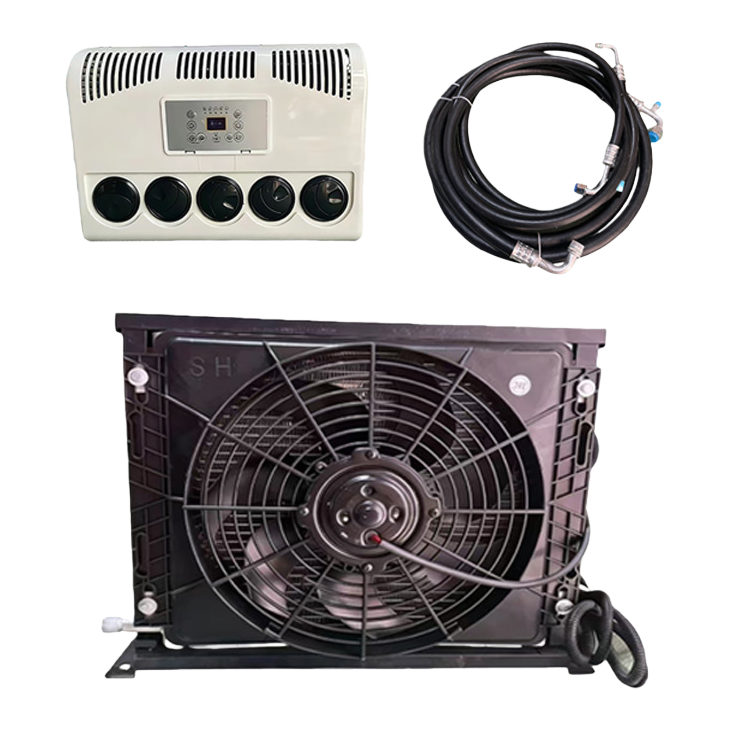 12V cooling black engineering model indoor and outdoor units suitable for RV, truck and van parking air conditioners Item Picture