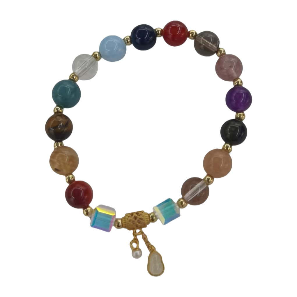 Colorful gemstone bracelet with natural stone beads, a simple and fashionable accessory for women Item Picture
