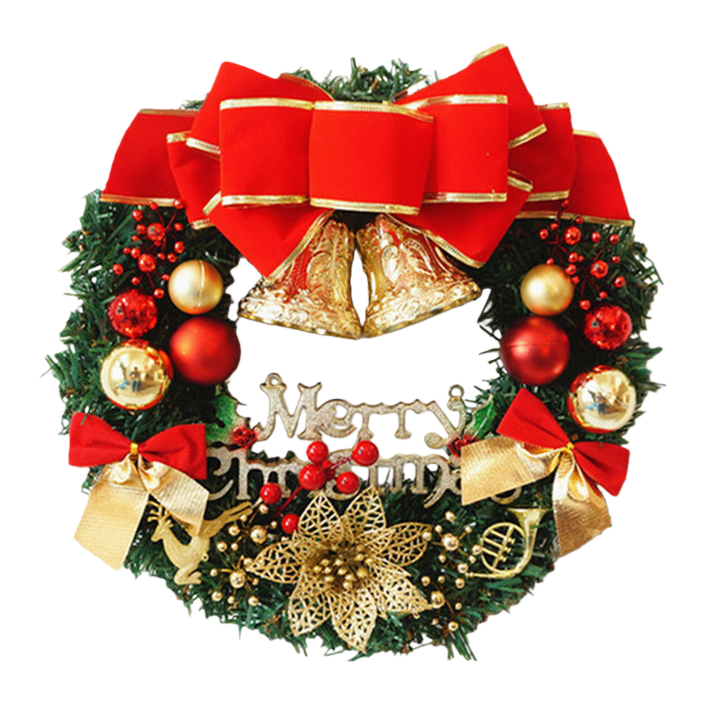 أكاليل عيد الميلاد مزخرفة بتعليقات كرات الصنوبر الحمراء وأجواء المهرجان الأخضر Item Picture