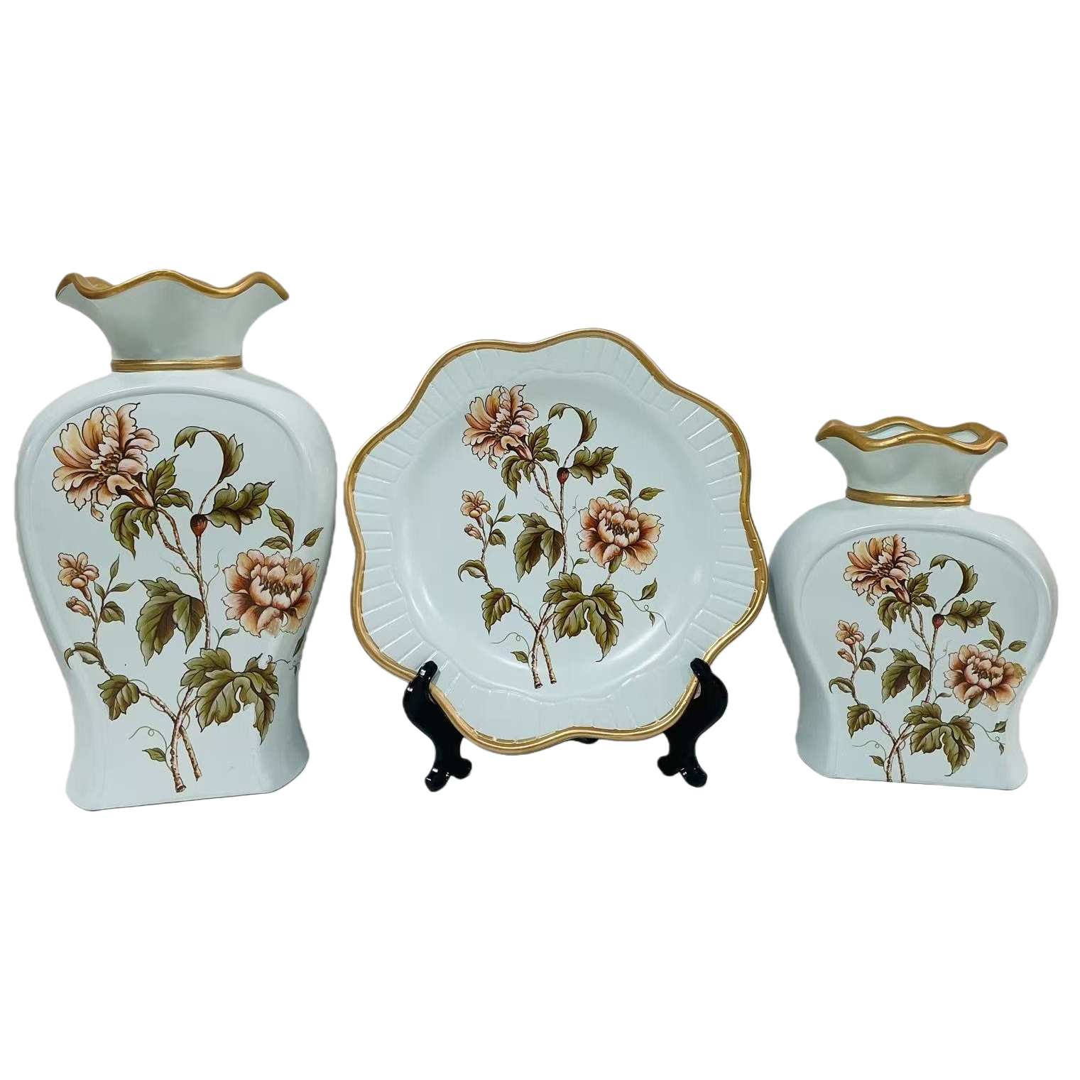 2026 New Style Ceramic Vase and Ceramic Plate Set, Hotel and Home decoration tableware set, simple Nordic-style ceramic vase Item Picture