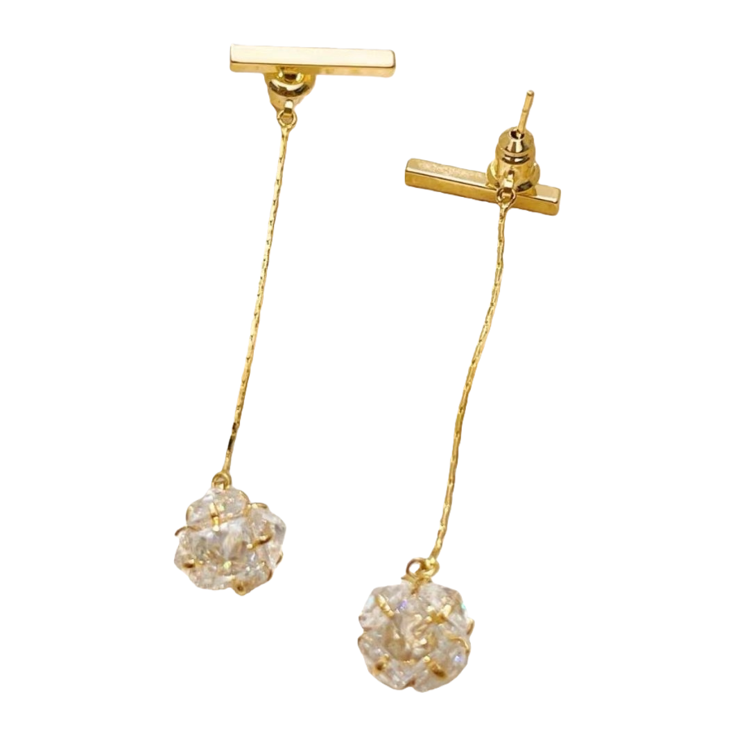 Golden chain crystal earrings, a versatile and elegant ear accessory for women Item Picture