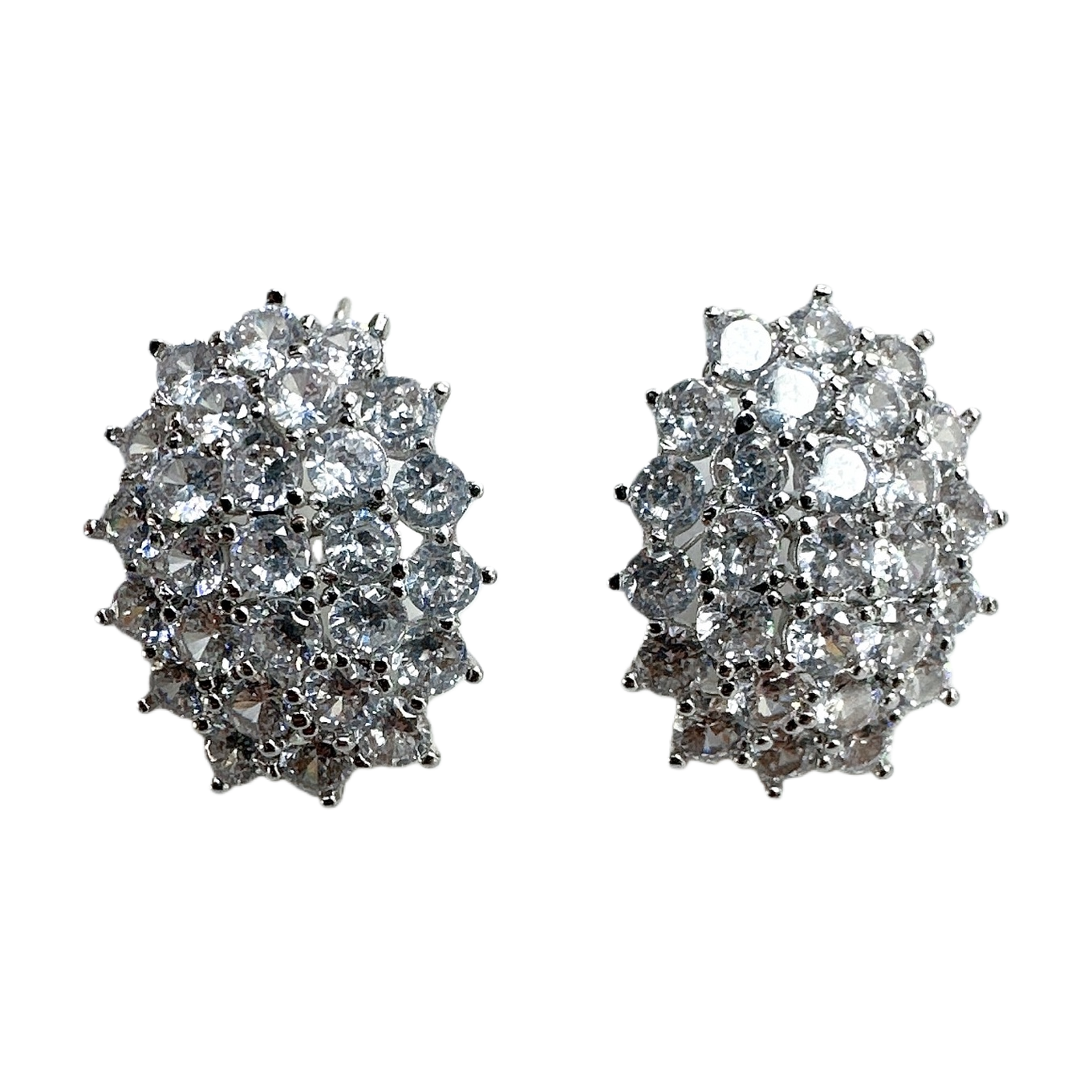 Shiny diamond stud earrings, 925 sterling silver set with zircon earrings for women Item Picture