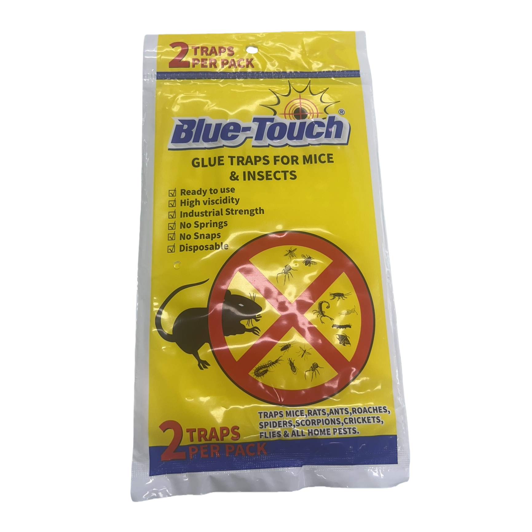 黄色包装袋+Blue-Touch粘鼠胶板白底实物图