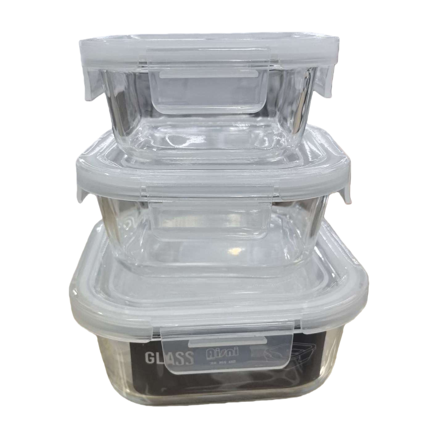 Caja de almuerzo de vidrio transparente con tapa sellada microondas apto para casa bento box Item Picture