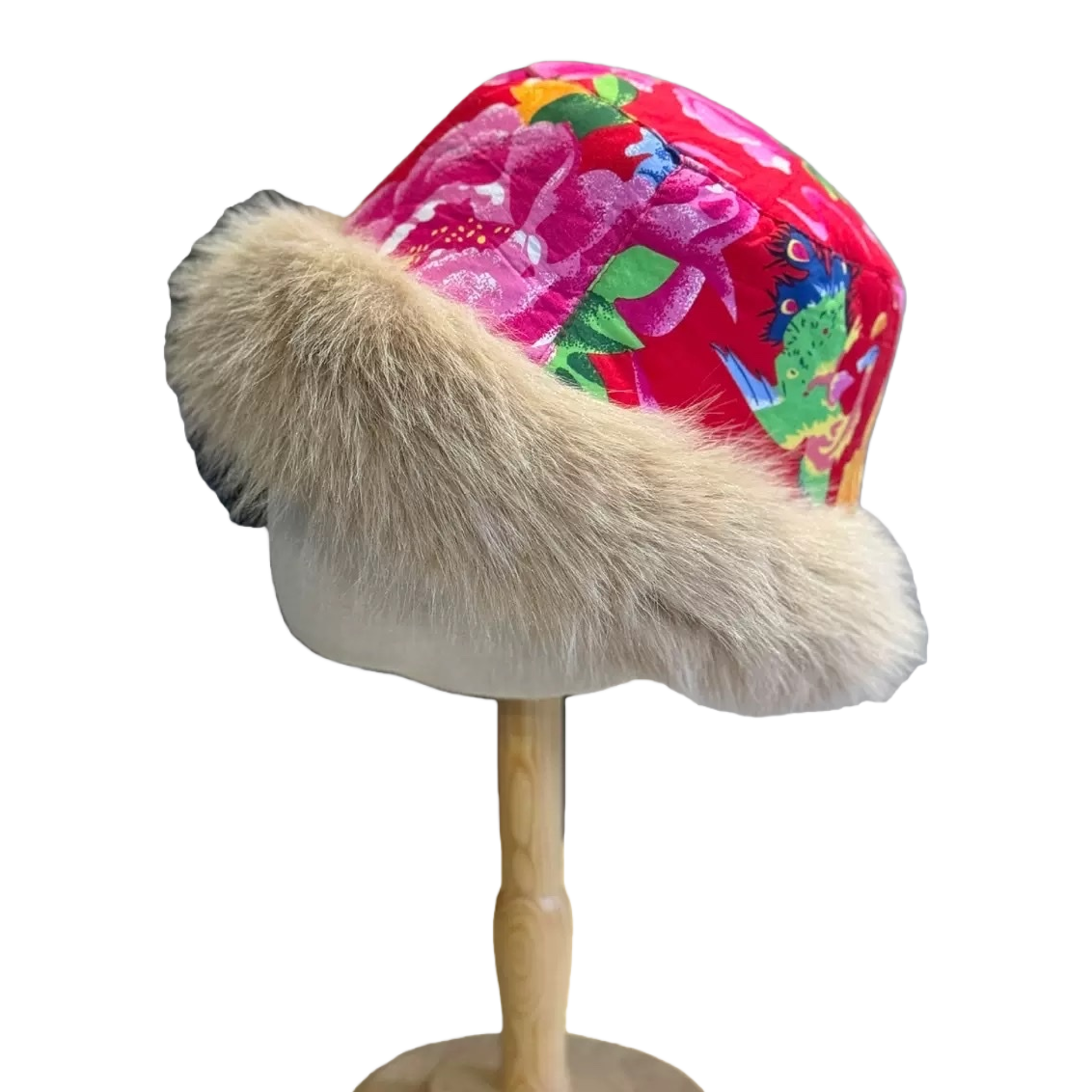 Floral pattern printed cold-proof hat is a fashionable and versatile warm hat Item Picture