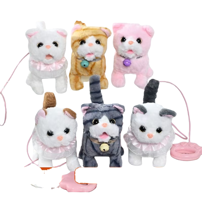 A singing cat plush toy, a cute and adorable cat soothing doll Item Picture