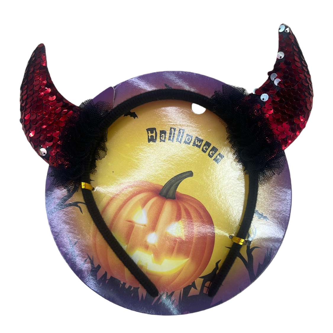 Halloween-themed devil horn headband, adjustable and comfortable headwear, festive party decoration Item Picture