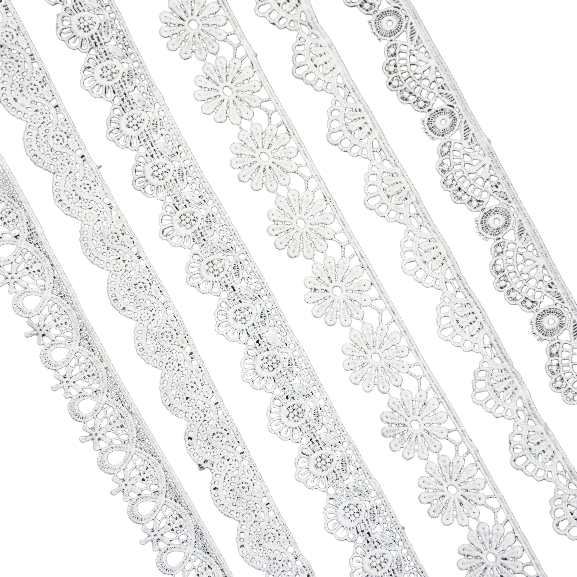 Agua soluble bordado leche encaje de seda blanco calado lateral pequeño encaje de código de barras accesorios de boda Item Picture