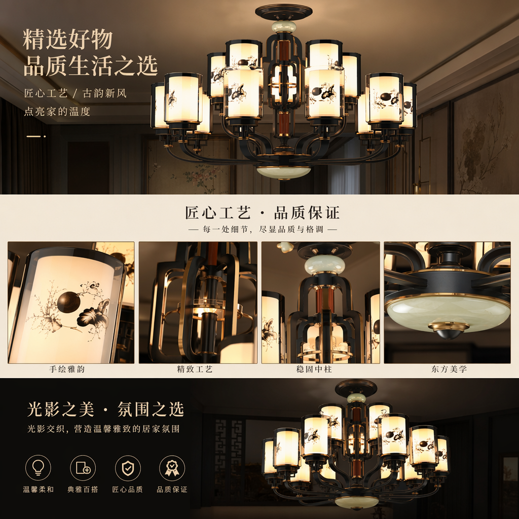 现代简约客厅吊灯 北欧风卧室餐厅吊灯可调光详情1