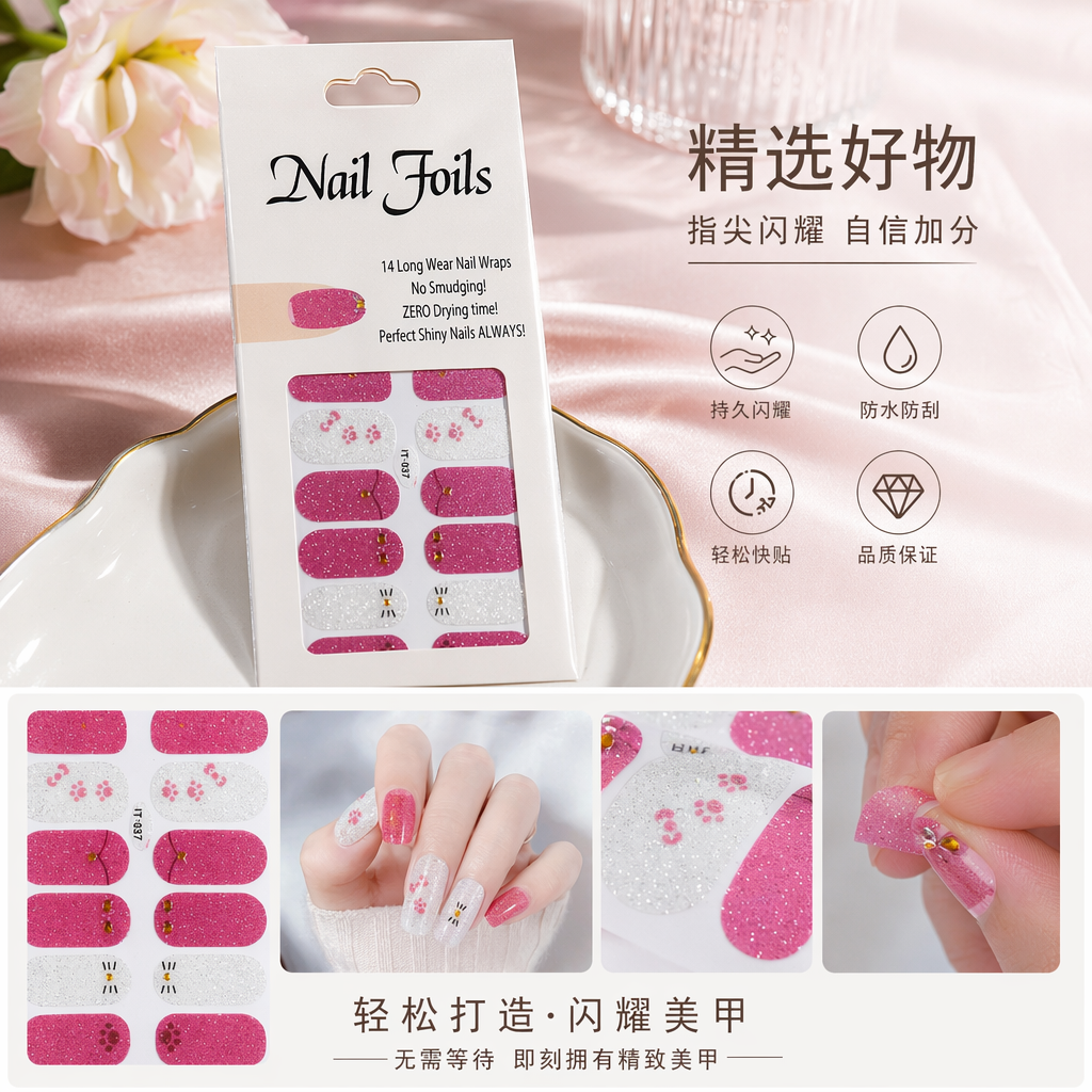 美甲贴纸 Nail Foils 商品包装 时尚美甲装饰贴纸套装详情1