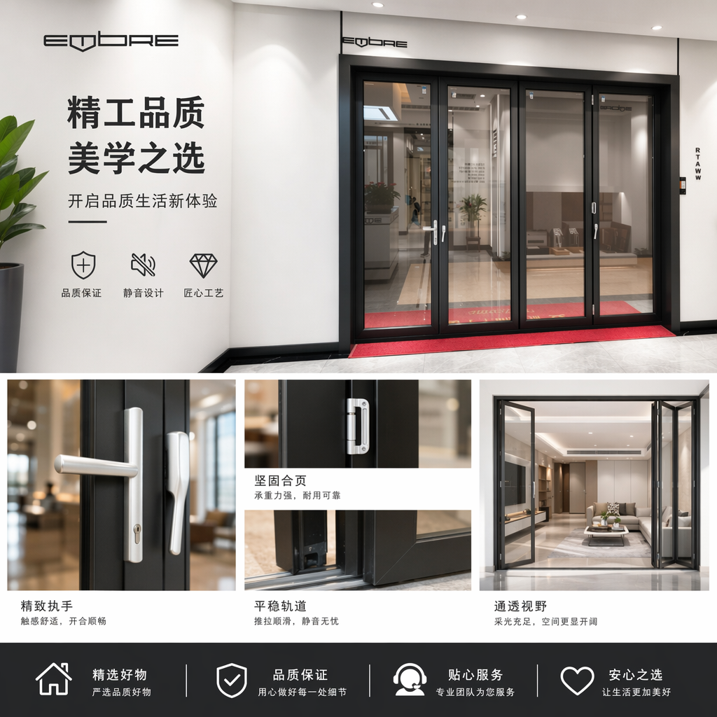 店铺入口专用钢化玻璃门 通透安全防撞静音推拉详情1