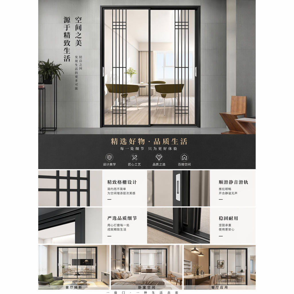 现代风格推拉门衣柜门板客厅卧室移门定制详情1