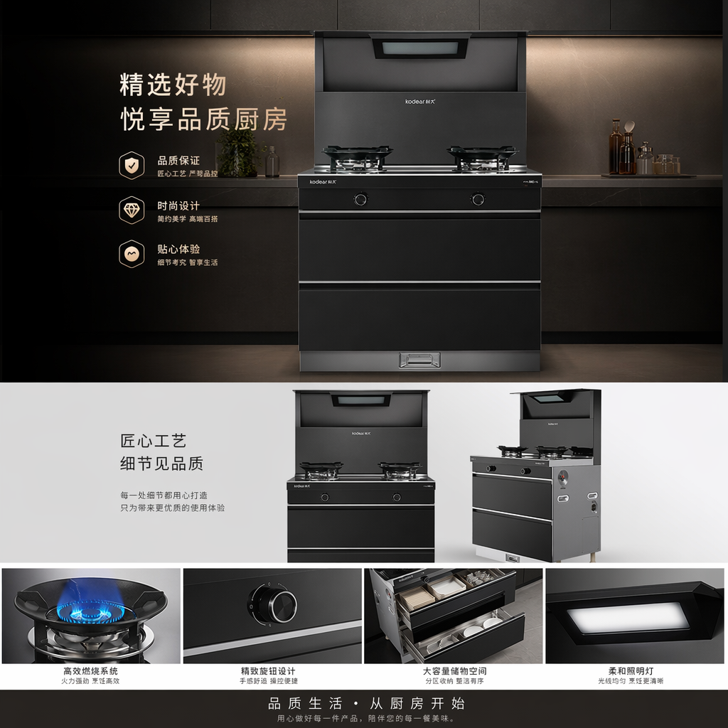 厨房电器集成灶 侧吸式大吸力智能变频油烟机详情1