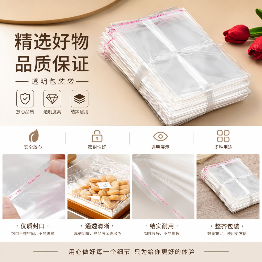 透明塑料袋 堆叠式加厚透明塑料袋 30cm×40cm 100只装详情1