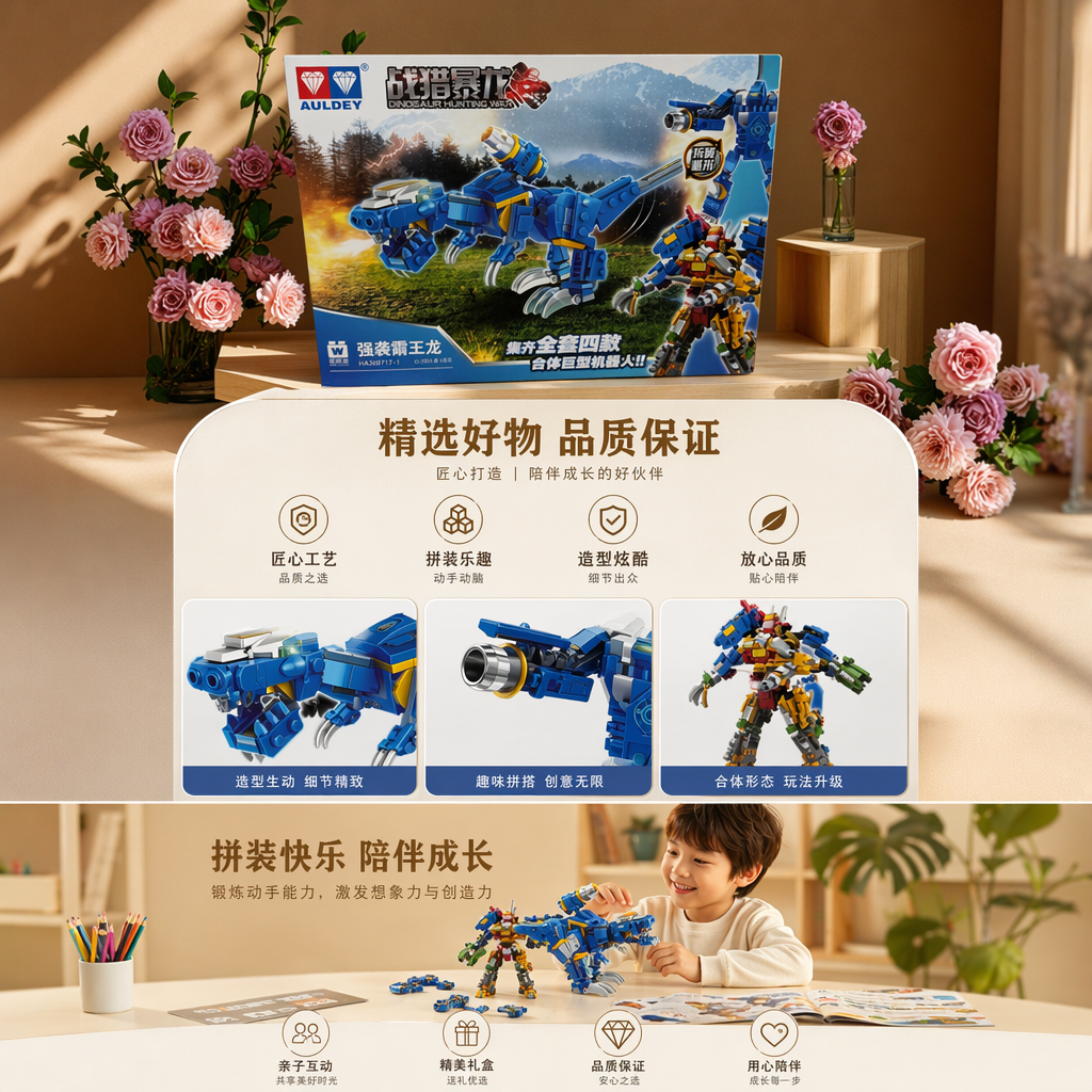战猎暴龙强袭霸王龙恐龙玩具积木套装考古仿真模型挂绳膨胀玩具详情1
