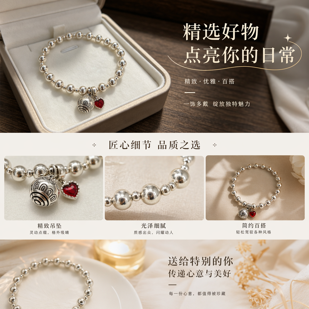 Silver beaded bracelet for women is a simple, fashionable and versatile accessory pic 1
