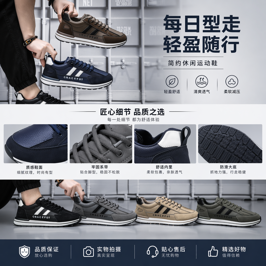 男式运动单鞋夏季休闲跑步鞋男士休闲运动鞋详情1