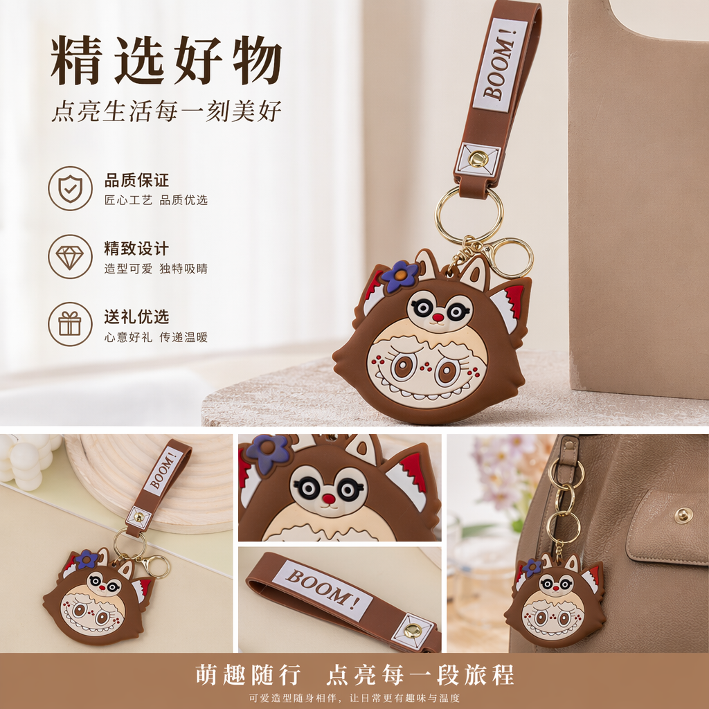 卡通猫头造型钥匙扣 时尚可爱挂饰随身配件详情1