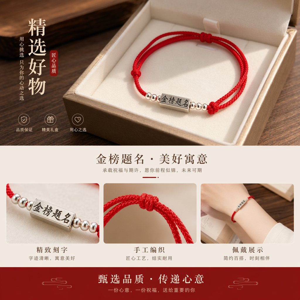 Red knot bracelet, a simple and versatile Chinese style ladies' wrist accessory pic 1