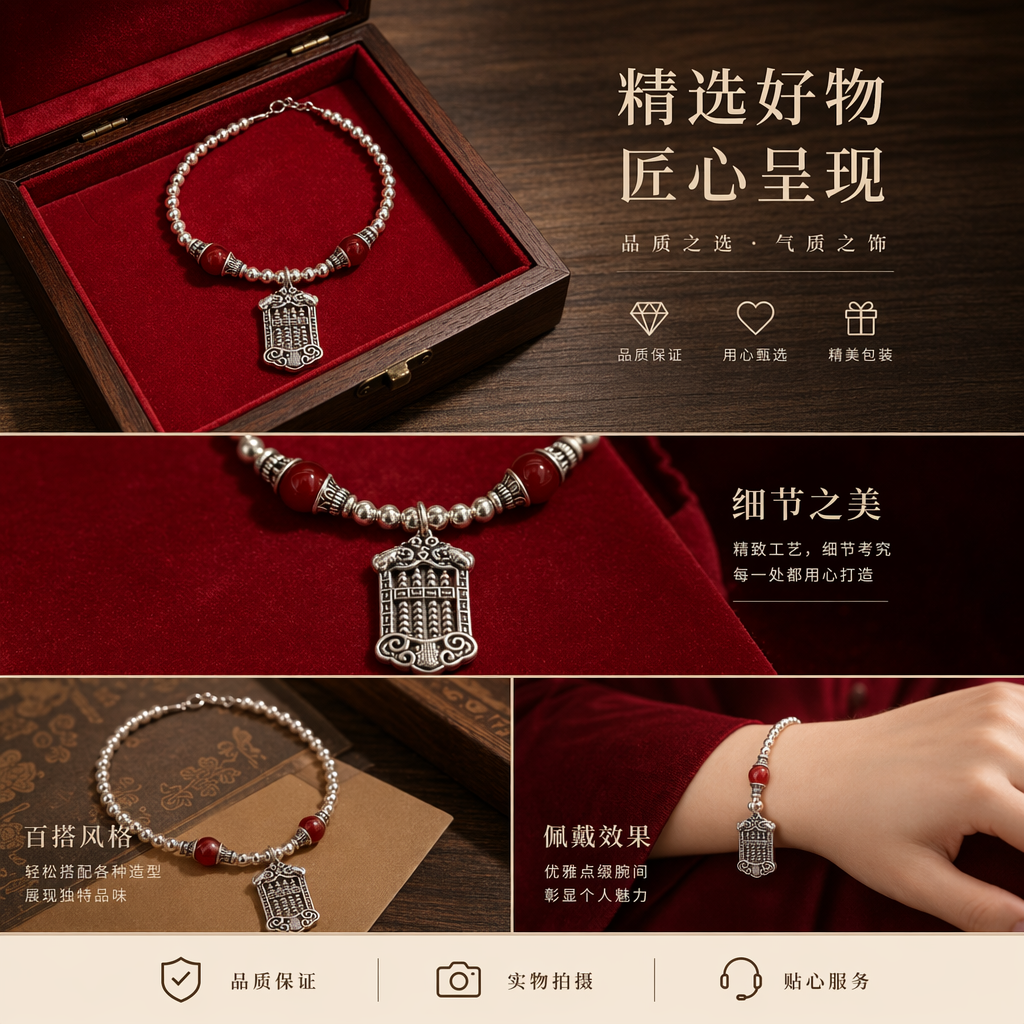 A silver necklace in a red velvet box pic 1