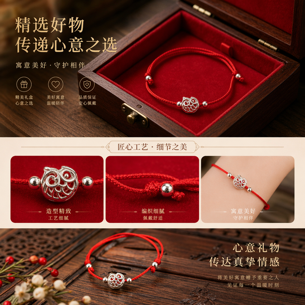 Red knot bracelet, Chinese-style woven couple style, suitable for both men and women, simple and fashionable pic 1