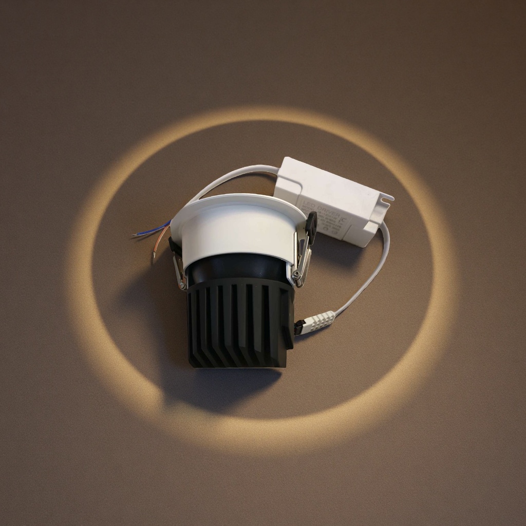 The black heat sink body is equipped with red, green and white wires and a metal spring bracket Specification image